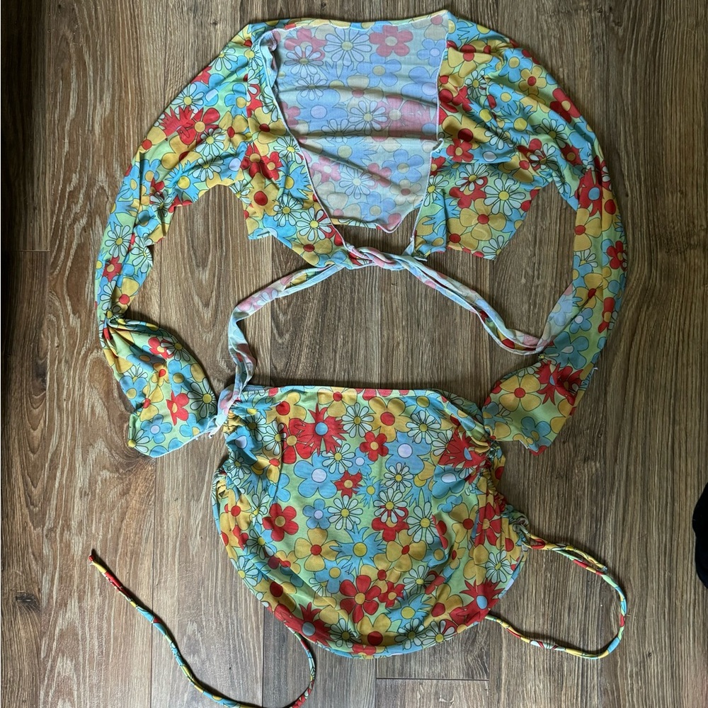 Floral retro bathing suit cover up